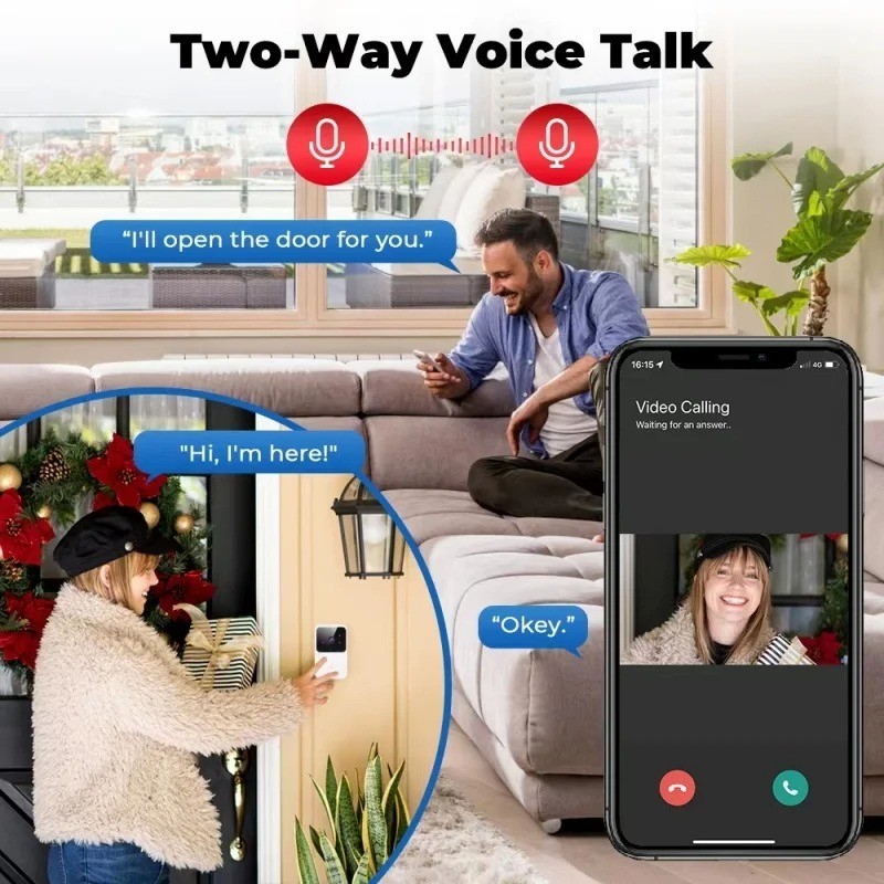 HD Smart WiFi Video Doorbell Night Vision Rechargeable 1:1 gallery