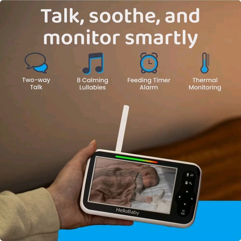 HelloBaby 5" Video Baby Monitor with Remote Pan-Tilt-Zoon (HB6251) - White gallery