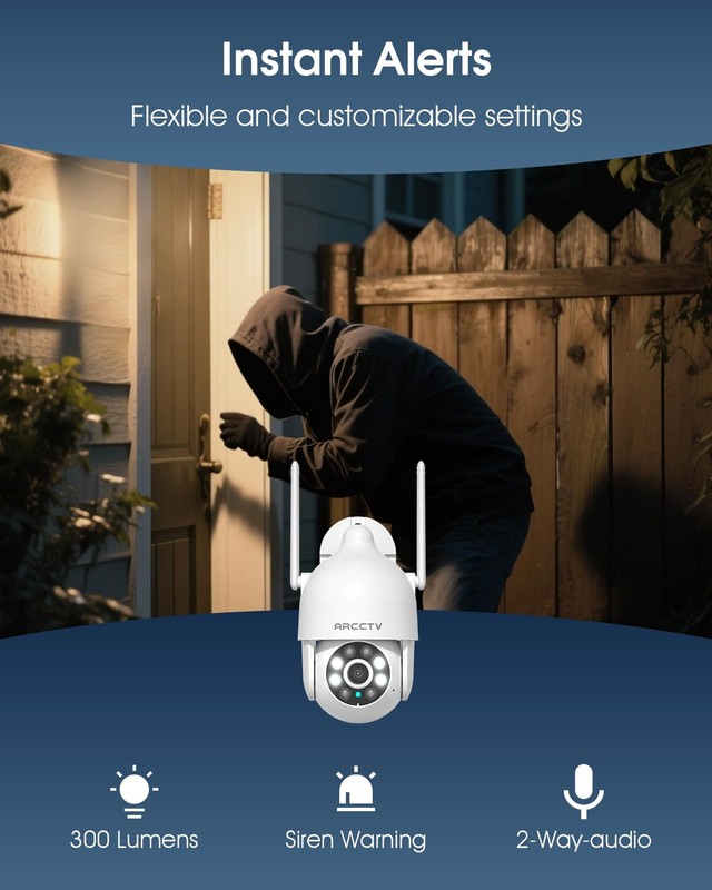 2K Security Camera Outdoor, 2.4G/5G WiFi 24/7 Recording Security Camera, 360°... gallery