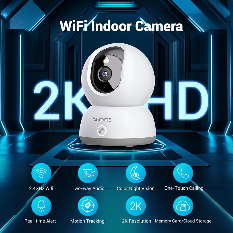 1/2PCS Security Camera Pet Cam Indoor Home 2.4G WIFI One-Touch Call Wired Cam 2K