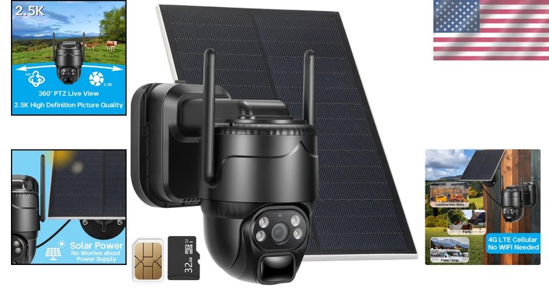 4G LTE Solar Security Camera: Wireless Outdoor 2K Vision & PIR Motion Sensor gallery