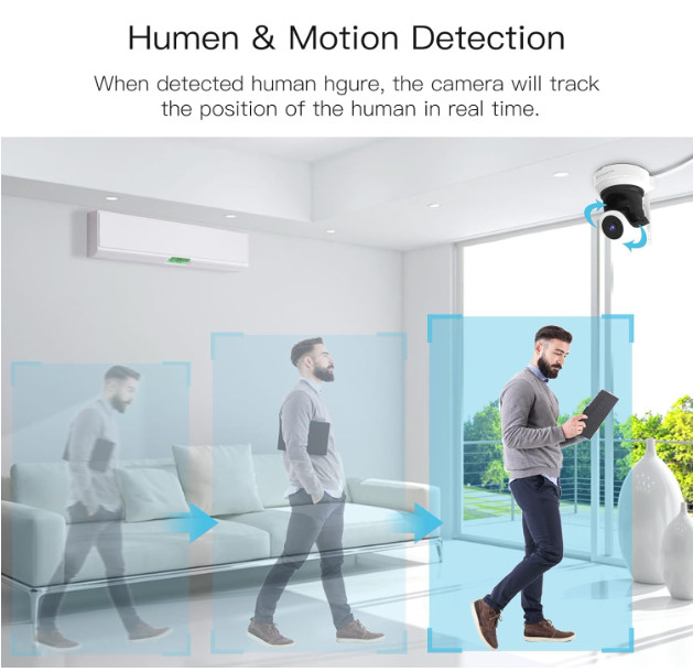 Cámara 2K 360° con detección humana, seguimiento automático y voz personalizada gallery