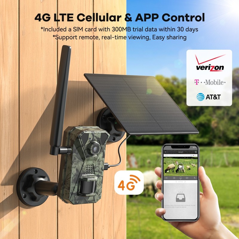 4G LTE Solar&Battery Wildlife Hunting Trail Camera HD 48MP Night View Motion 64G gallery