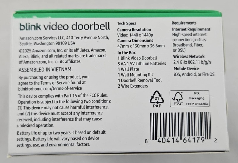 Blink Video Doorbell Battery Powered, Head-to-Toe HD View White two year battery gallery