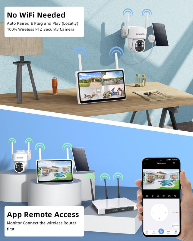 PTZ Security Cameras Wireless Outdoor Solar Powered, Pan Tilt 360 View 10 CH Ult gallery