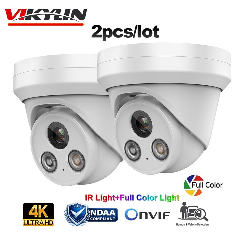 2 Pack Vikylin 4K 8MP Smart Dual Light Full Color+IR Security IP Camera MIC POE