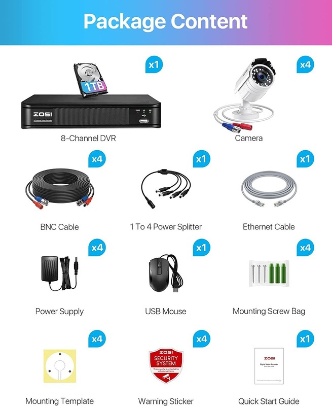 4 cámaras de seguridad para exteriores 1080P Video de visión nocturna con cable gallery