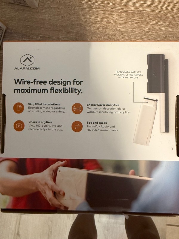 Alarm.com VDB-780B Wireless Video Doorbell + ADC-W115C Chime gallery