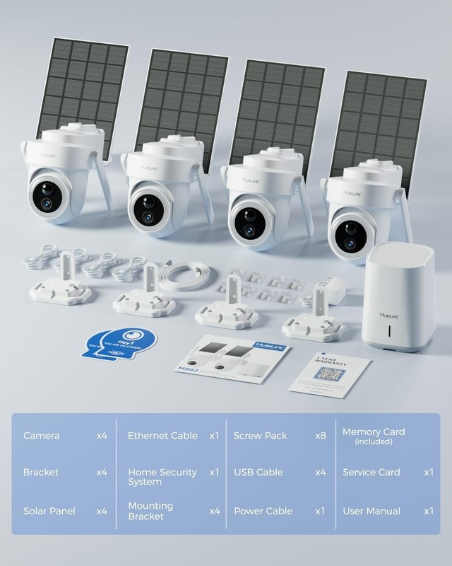 MUBILIFE 4K Ultra HD Solar Security Cameras Wireless Outdoor, No Subscription Re gallery