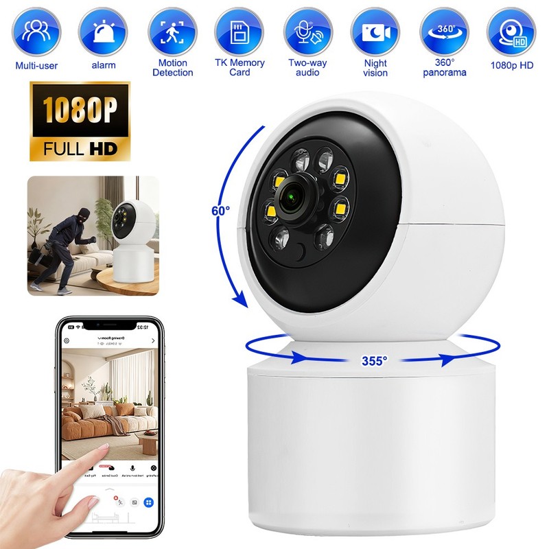 Wireless IP WiFi Security Camera 1080P HD Smart Home Indoor Night Vision Pet Cam gallery