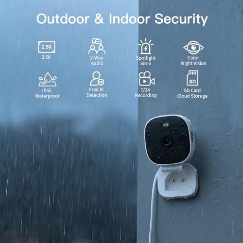 2.5K Home Security Cameras - Indoor/Outdoor, Color Night Vision, 2-Way Audio, Mo gallery