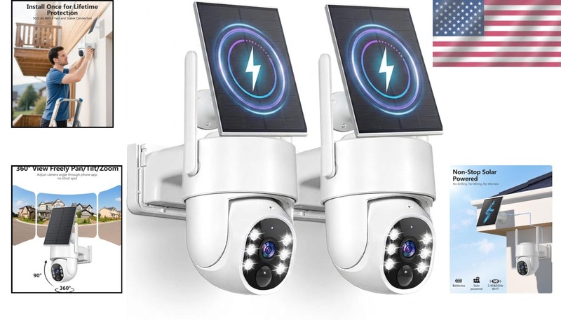 5G Solar Security Cameras Wireless Outdoor, 2K Cam gallery