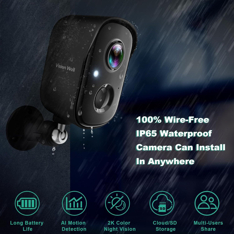 Security Cameras Wireless Outdoor, 2K Battery Powered AI Motion Detection Spotli gallery
