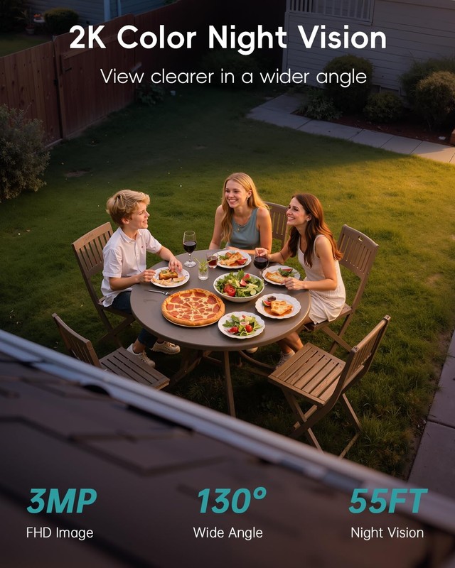 Solar Security Cameras Wireless Outdoor - 2 Packs, 2K Camera for Home Securit... gallery