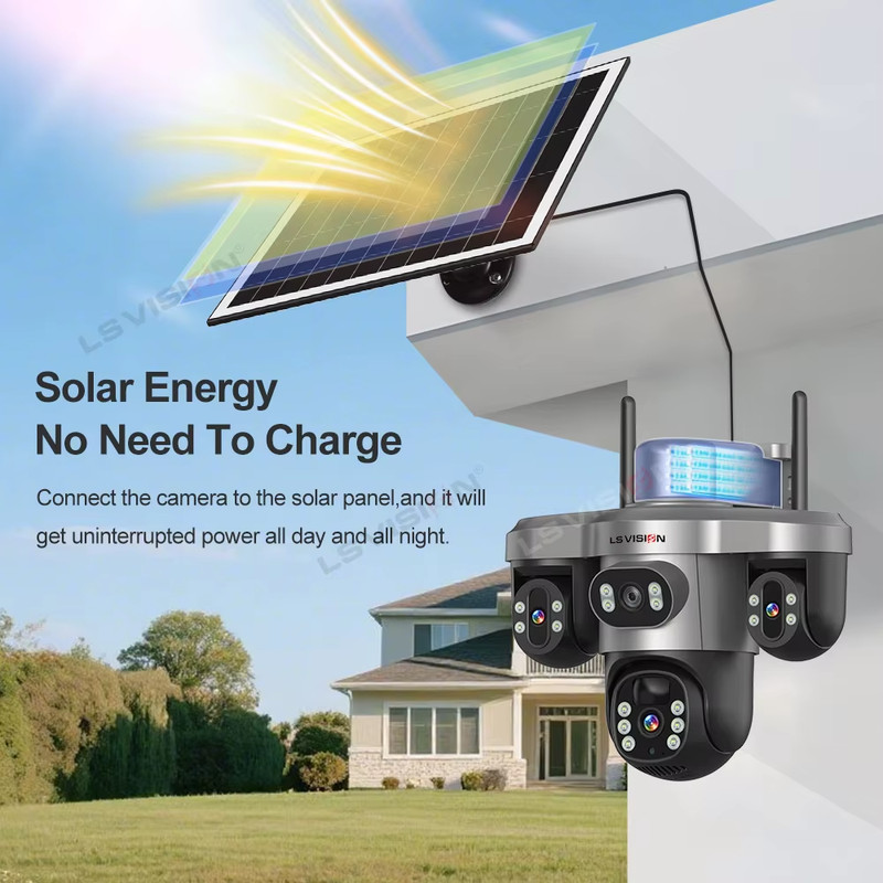 15MP 4G/WiFi Solar Camera Three Screens 10X Zoom Outdoor Surveillance Cameras Se gallery