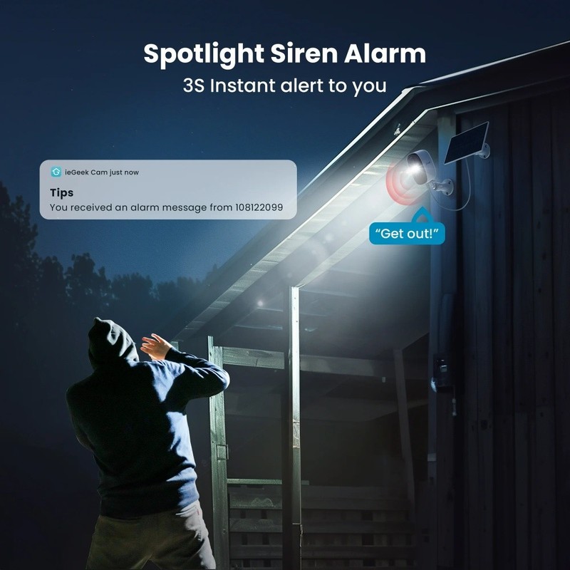 ieGeek 2K Solar Security Camera Wireless Outdoor, Night Vision, Works with Alexa gallery