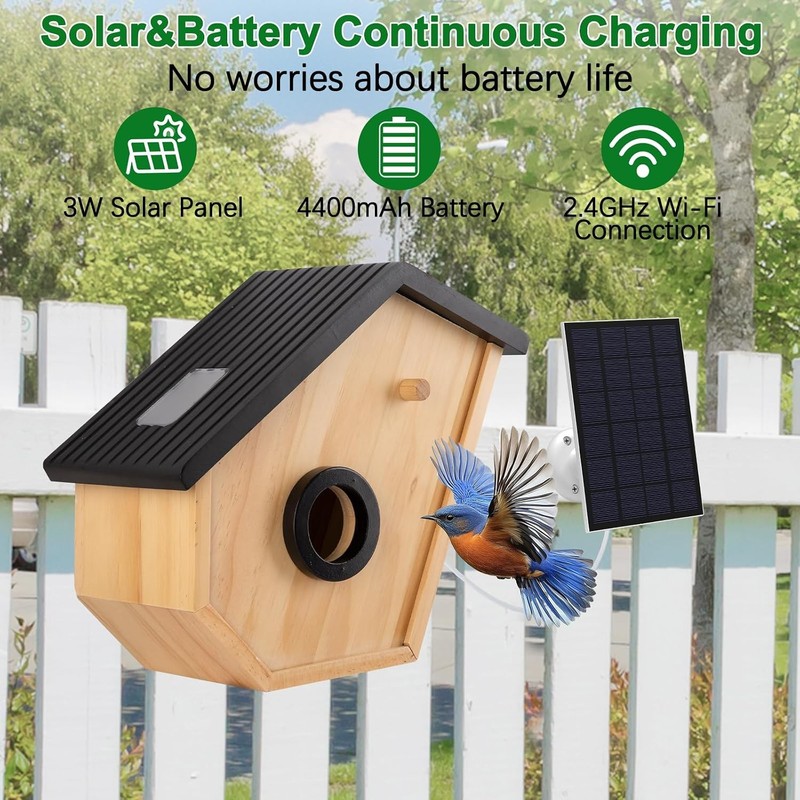 Bird House with Camera Solar Powered,2K HD Bluebird House gallery