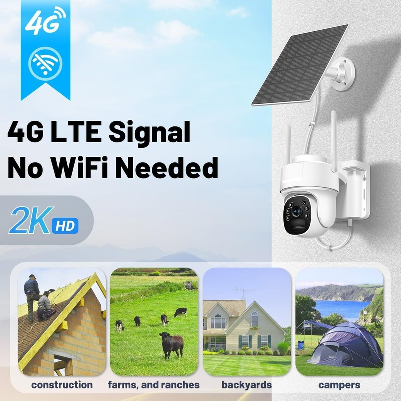 4G LTE Cellular Security Camera, Wireless Solar Powered No WiFi Needed Outdoo... gallery