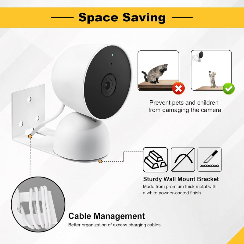 3 Pack Adhesive Metal Nest Camera Mount Fits for Google Indoor Nest Security Cam gallery