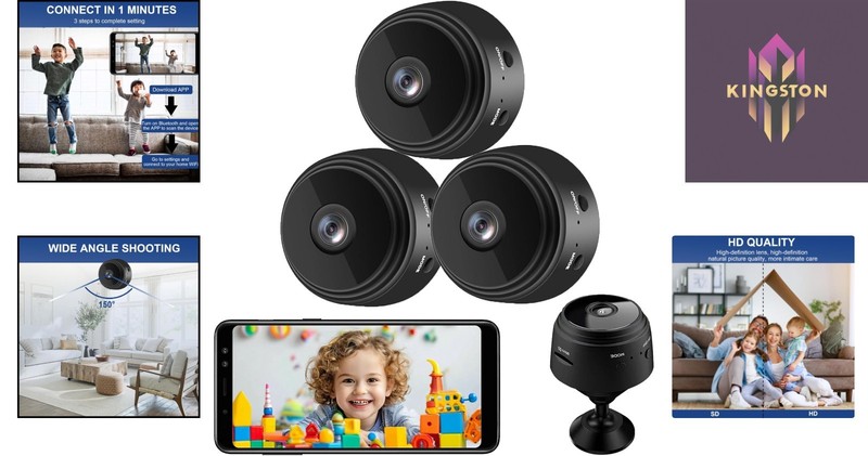 Compact 3-Pack WiFi Security Cameras, 1080P HD with Night Vision for Home Safety gallery