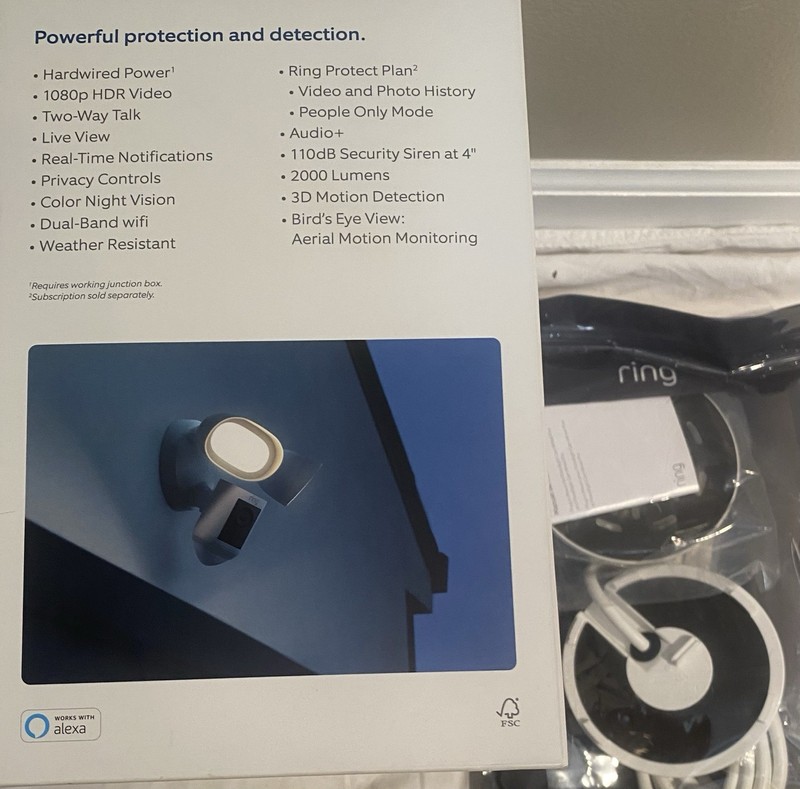 Ring Floodlight Cam PRO Wired 1080p Spotlight Camera White also w/Plug in Mount gallery
