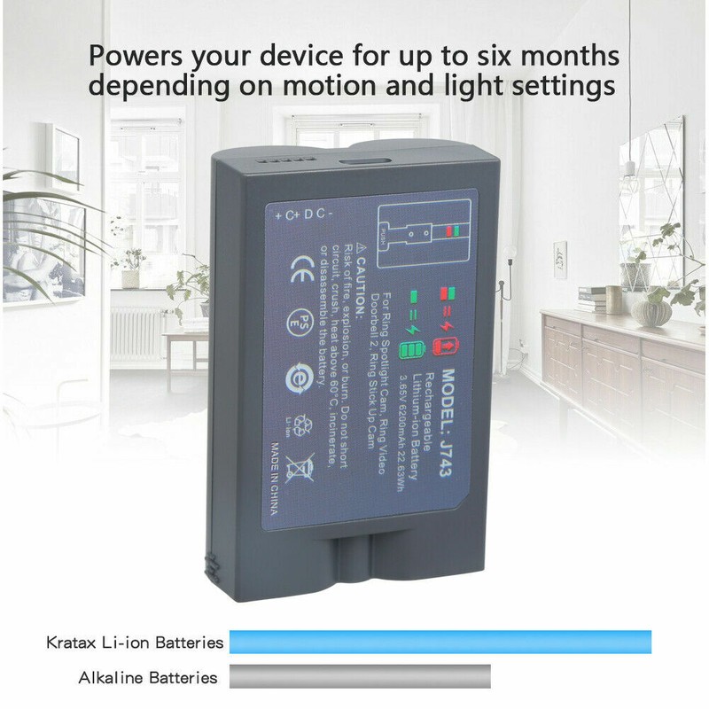 Hixon 6200mAh Rechargeable Li-ion Doorbell Battery for Ring Video Doorbell 3/4 gallery