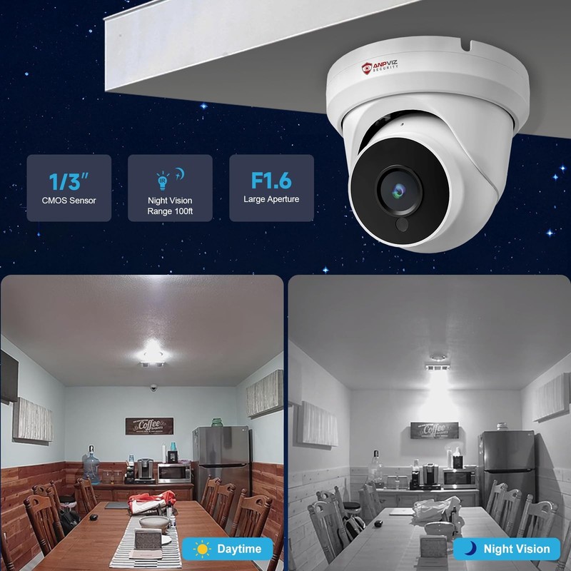 4MP PoE IP Turret Camera with Microphone/Audio, IP Security Camera Outdoor In... gallery