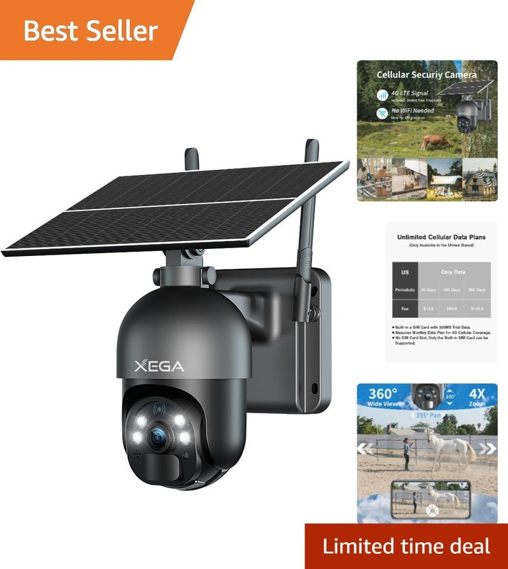 Outdoor Cellular Security Camera with 355 PTZ and 2-Way Audio