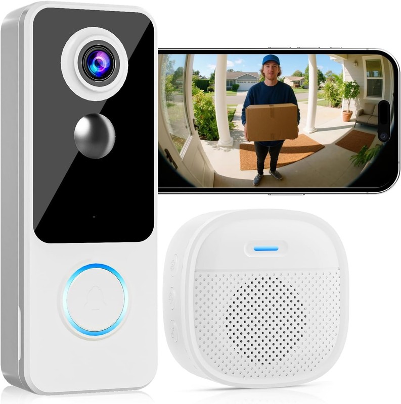Doorbell Camera Wireless,2K FHD Head-to-Toe Video, no Subscription,Two-Way Talk,