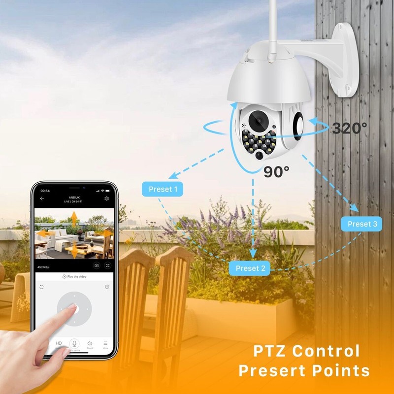 1080P Outdoor Wifi PTZ Camera with Siren Light Auto Tracking Security IP Camera gallery