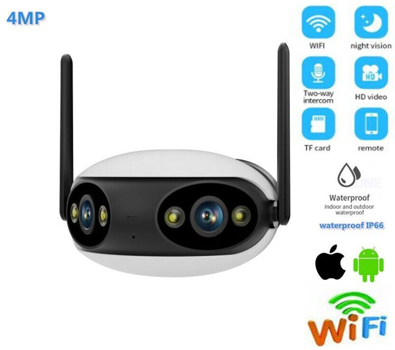 4MP HD 180°wide-angle WIFI wireless Surveillance Security IR Night vision Camera