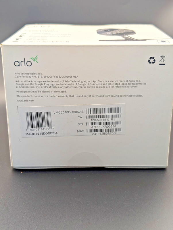 Arlo Essential Indoor Security Camera - White (VMC2040B-100NAS) NEW gallery