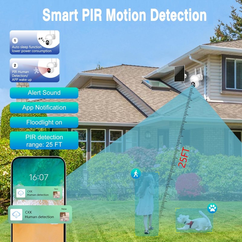 3K Solar Security Camera Wireless Outdoor, 360 Degree PTZ, PIR Motion Detecti... gallery