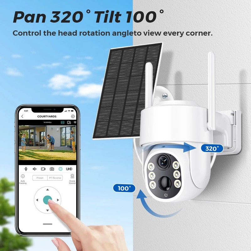 WiFi PTZ Outdoor Wireless Solar IP Camera 4MP HD Video Surveillance Camera CCTV gallery