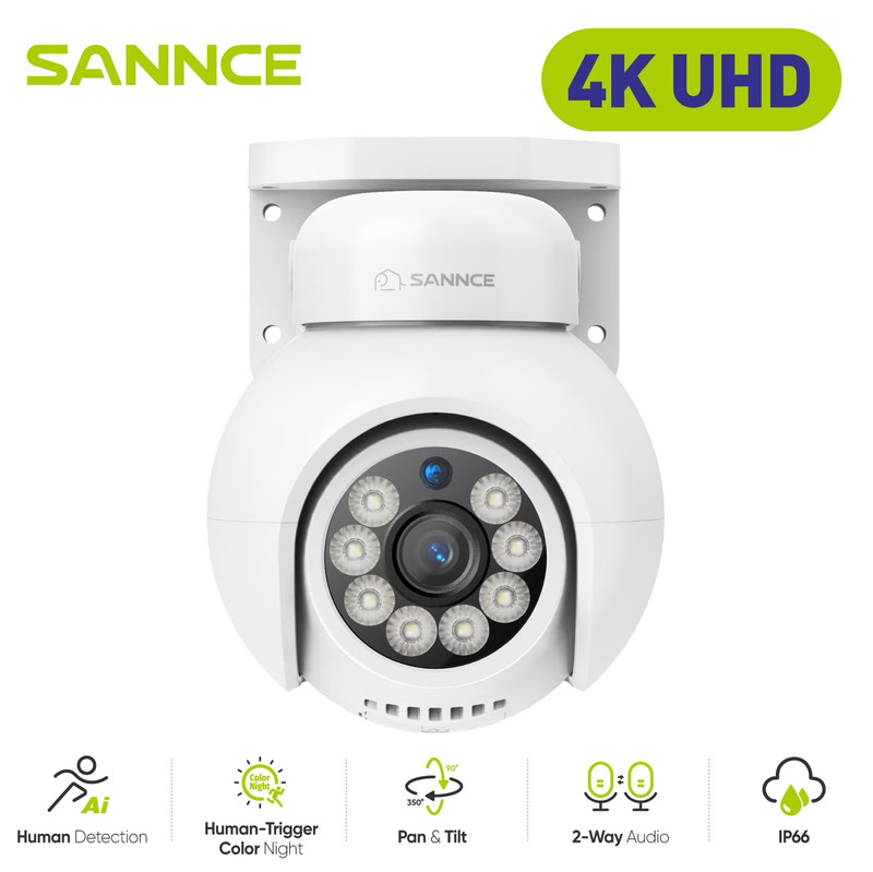 4K 8MP Poe IP Dome Camera with Microphone/Audio, Security Camera Outdoor Night V