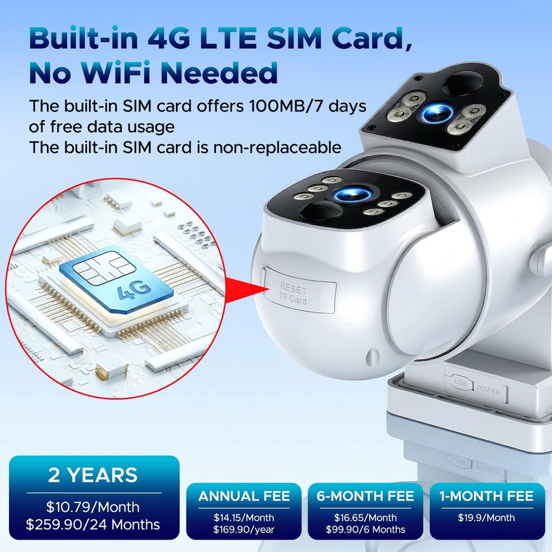 4G LTE Cellular Security Camera, Dual Lens 360° PTZ Auto Tracking, Solar Came... gallery
