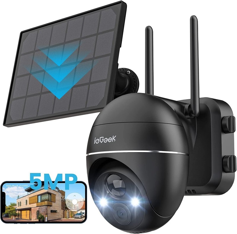 ieGeek Outdoor Wireless 5MP Solar Wifi Camera Home Battery PTZ Security CCTV Cam