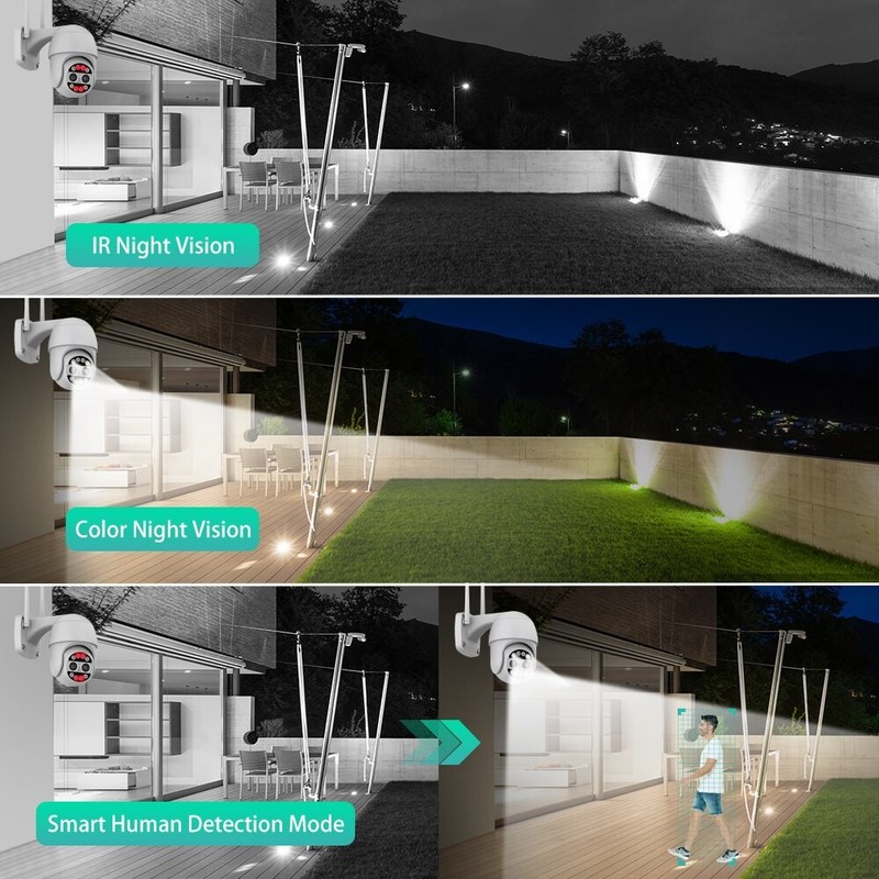 8MP 8X Zoom WIFI PTZ IP Camera Security Dual Lens Outdoor Auto tracking (ICSEE) gallery