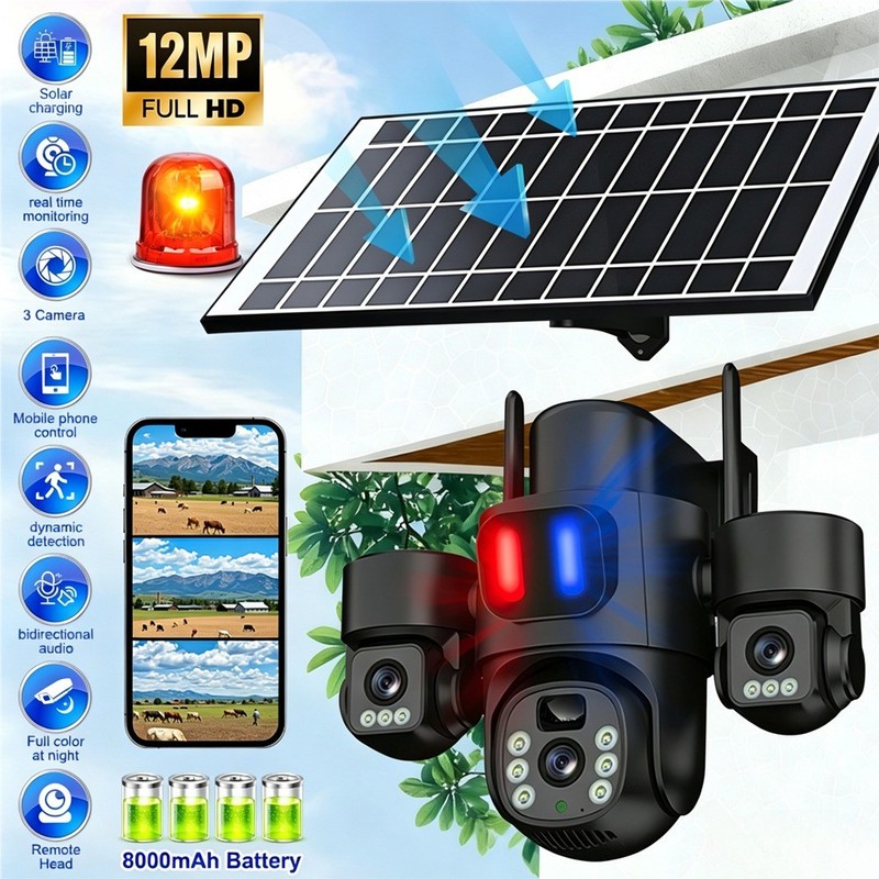 Solar Battery Powered Wireless WiFi Outdoor Pan/Tilt Home Security Camera System gallery