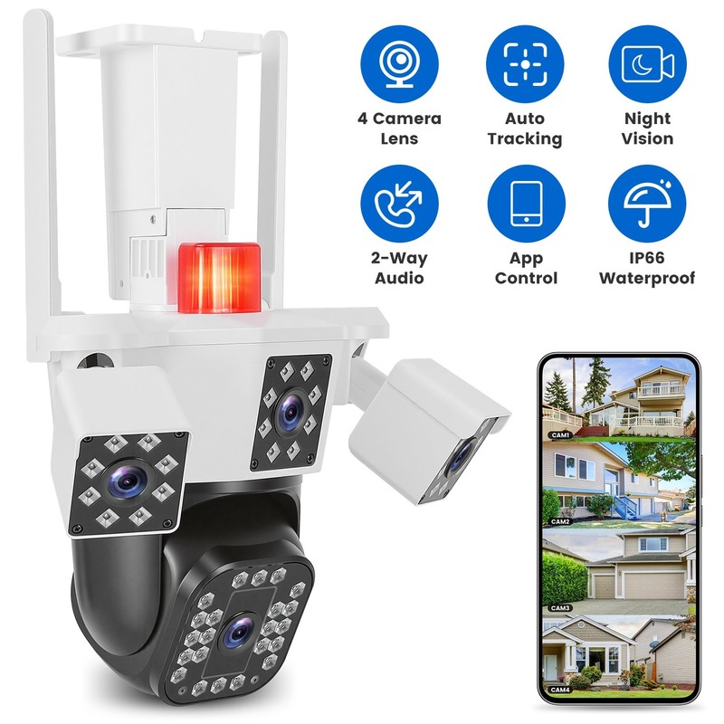 WiFi 1080P 4-Lens Pan & Tilt HD Camera Full Color Day & Night Monitoring gallery