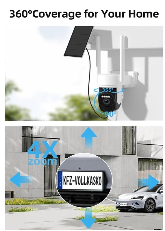 2K Security Camera Wireless Outdoor, 4X Hybrid Zoom Solar Camera,... gallery