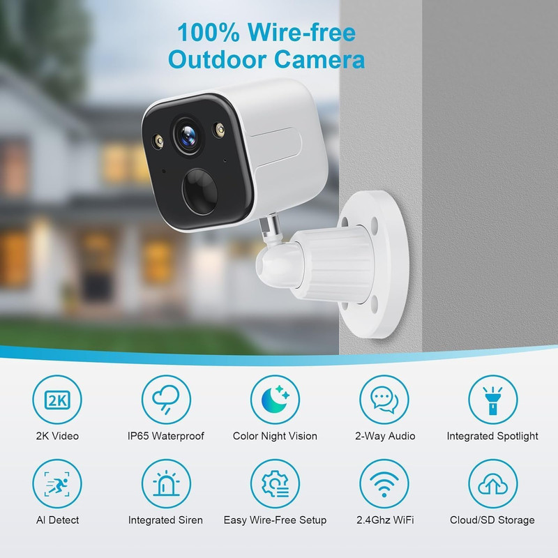 Security Cameras Wireless Outdoor, Battery Powered Wifi Camera for Home Security gallery