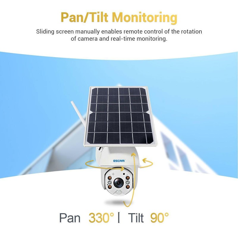 1080P WIFI PIR Alarm PTZ Camera With Solar Panel Two Way Audio Intercom gallery