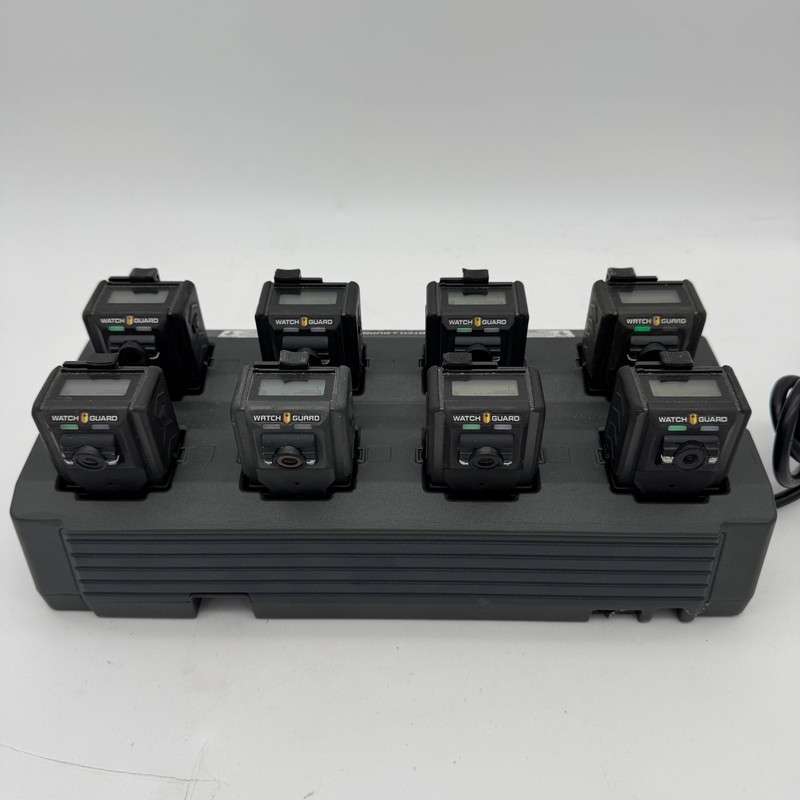 Lot of 8 WatchGuard WFC1 VISTA WIFI Body Cam with WatchGuard VTS1 Charging Base