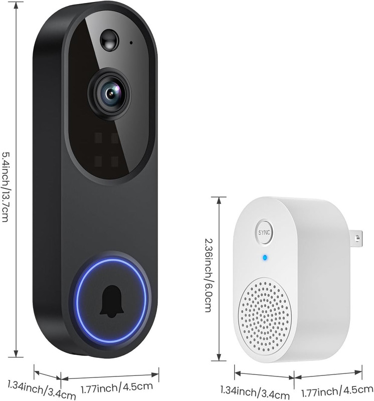 1080P Wireless Wi-Fi Video Doorbell Camera with Two Way Audio, Night Vision, Clo gallery