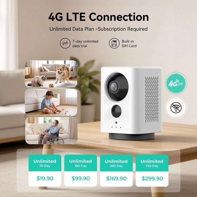 4G LTE Cellular Security Camera Indoor Wireless, No WiFi, 2K, Portble gallery