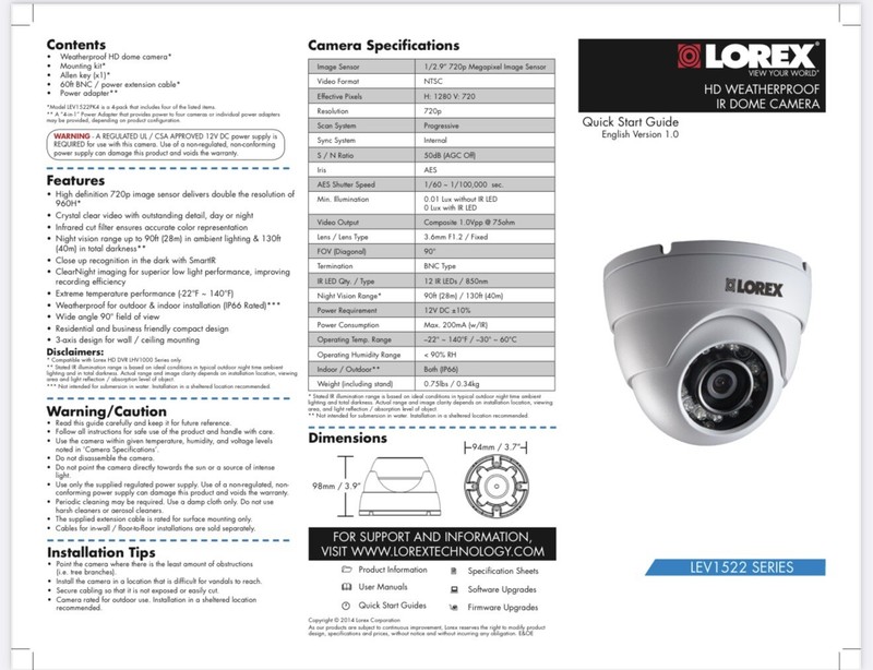 Lorex 720P HD IR Dome Camera LEV1522-C gallery