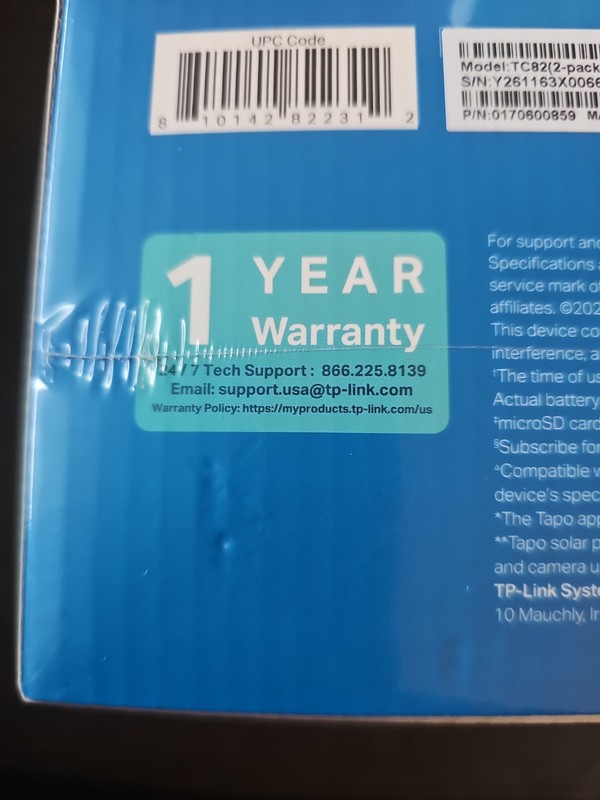 TP-Link TC82 (2-pack) Tapo Wireless Indoor/Outdoor 2K Security Camera New Sealed gallery