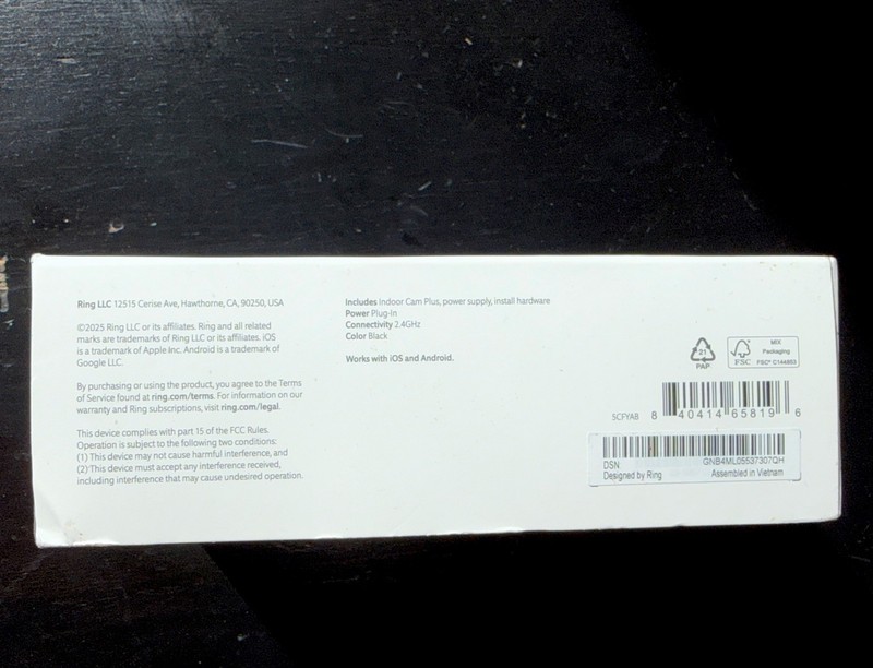 Ring Indoor Cam Plus, Plug-In, Retinal Vision 2K ~Black~ **NEW and SEALED** gallery