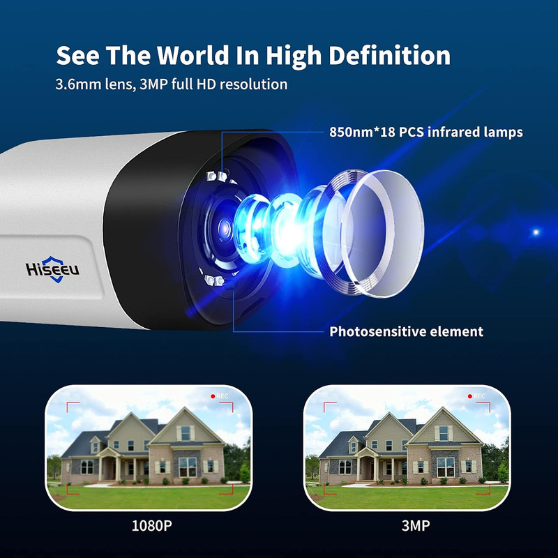 Hiseeu 2PCS 5MP, 2-Way Audio Cameras for Home Security, Outdoor Surveillance Cam gallery